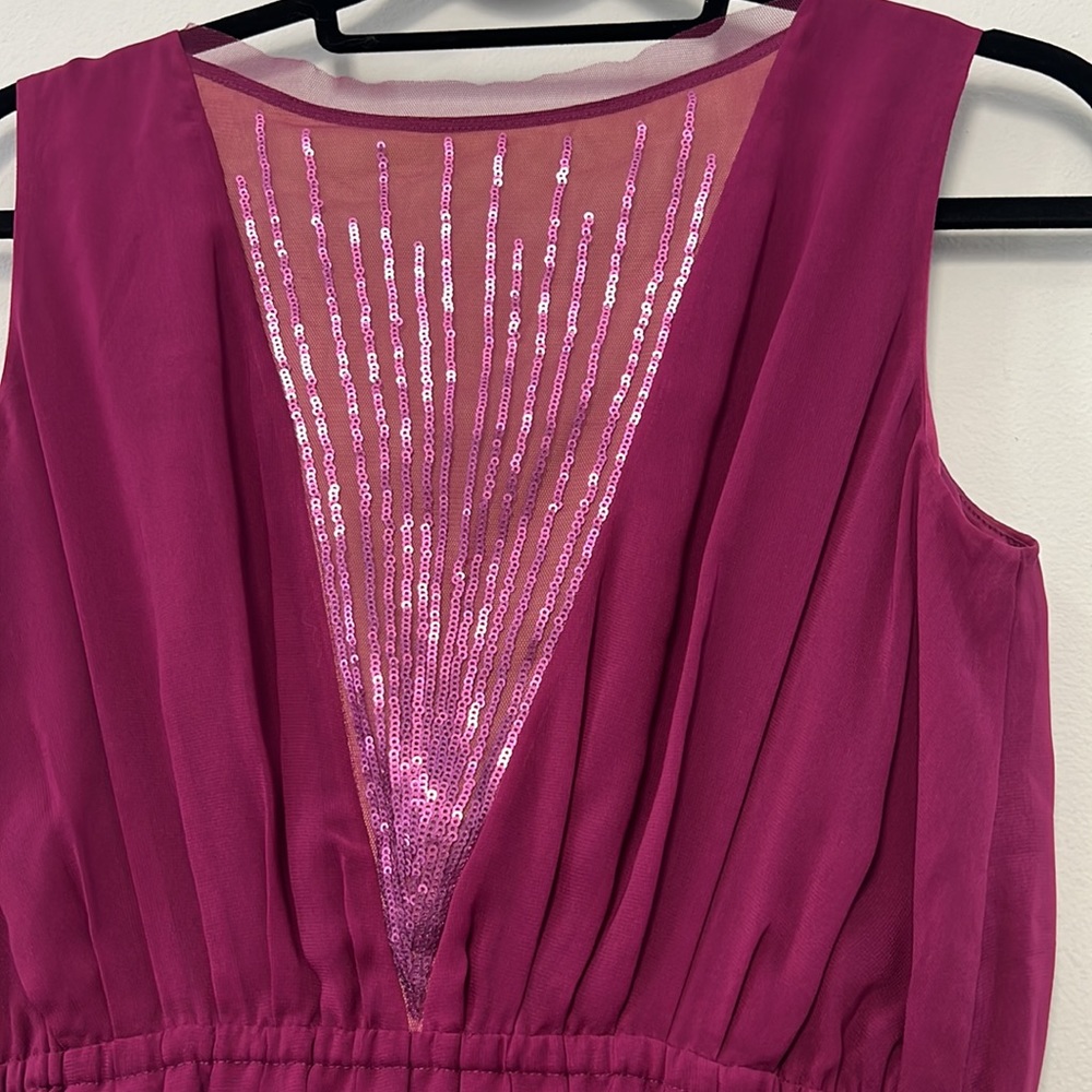 Magenta Pleated Dress, Size 4 - Picture 3 of 5